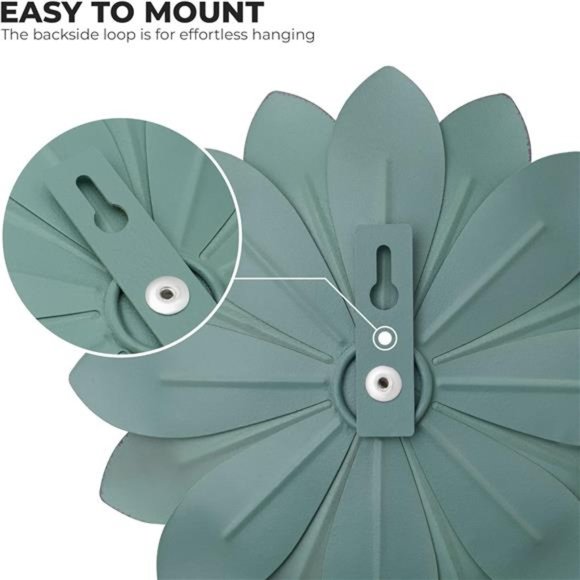 Succulent Hanging Wall Decor - Green, Hand Painted, 3D Metal Flower Art - Picture 5 of 7